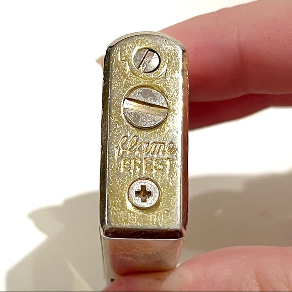 Vintage Flame Crest Electric Light Gold Tone Metal Star Blue Velvet Case Box - Picture 8 of 10